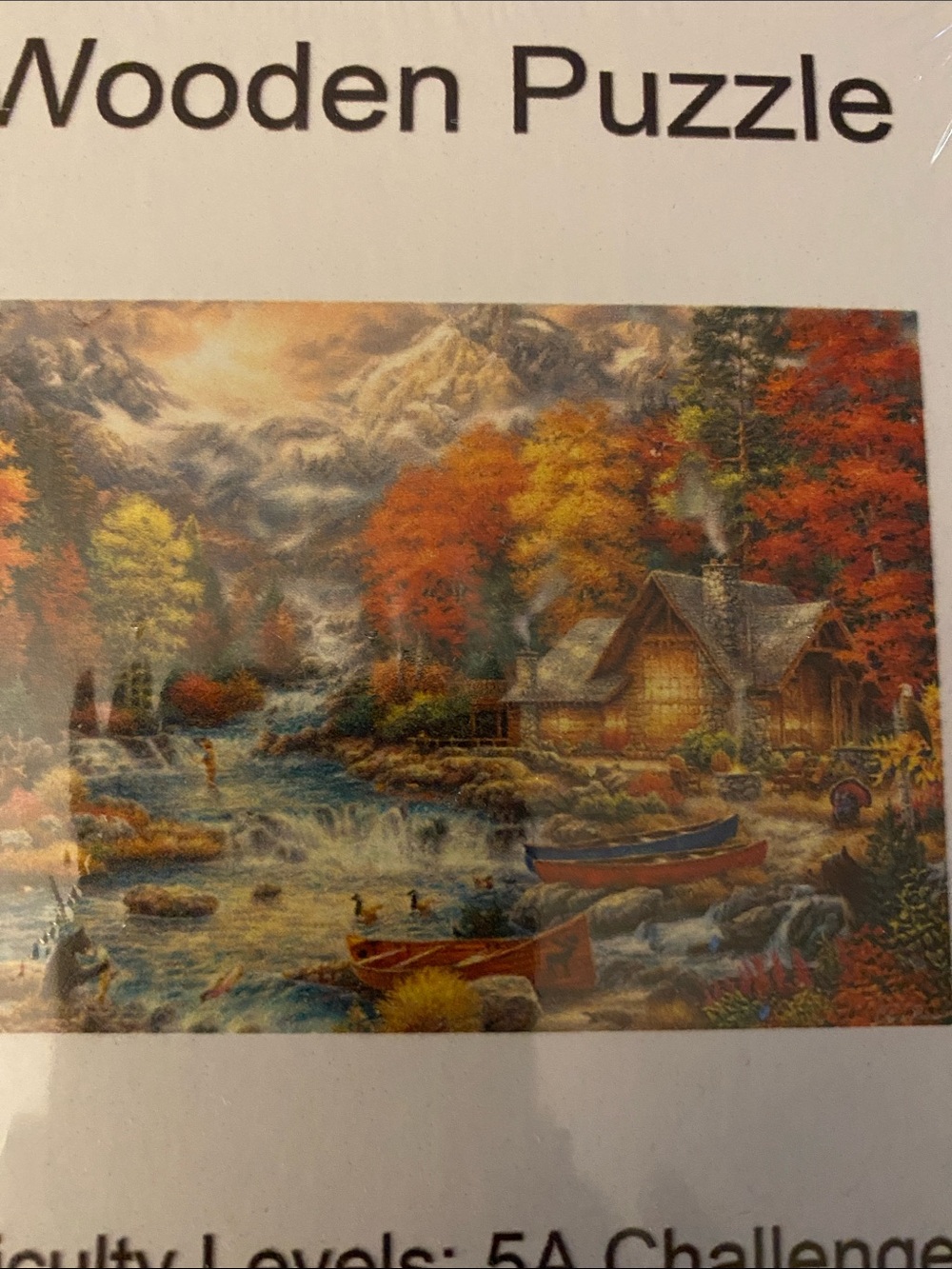 Autumn Riverscape Wooden Wall Art Puzzle Print - Multicolor
